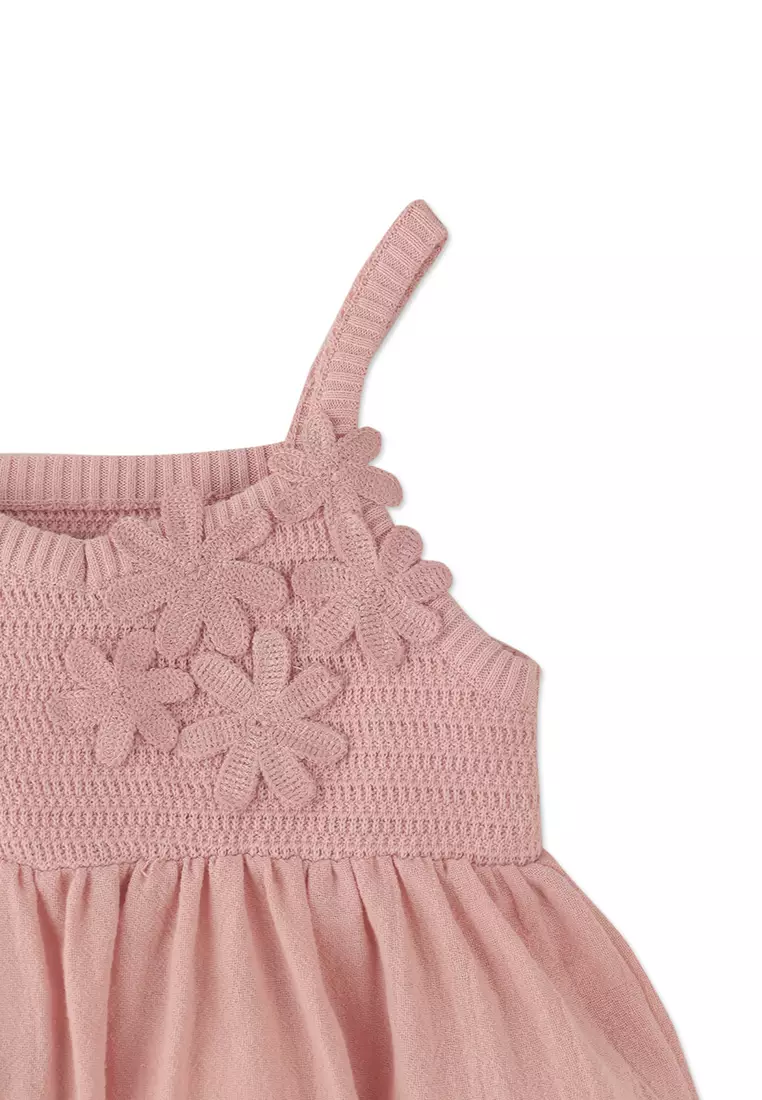 Blair Strappy Dress With All Over Crochet Bodice & Flowers