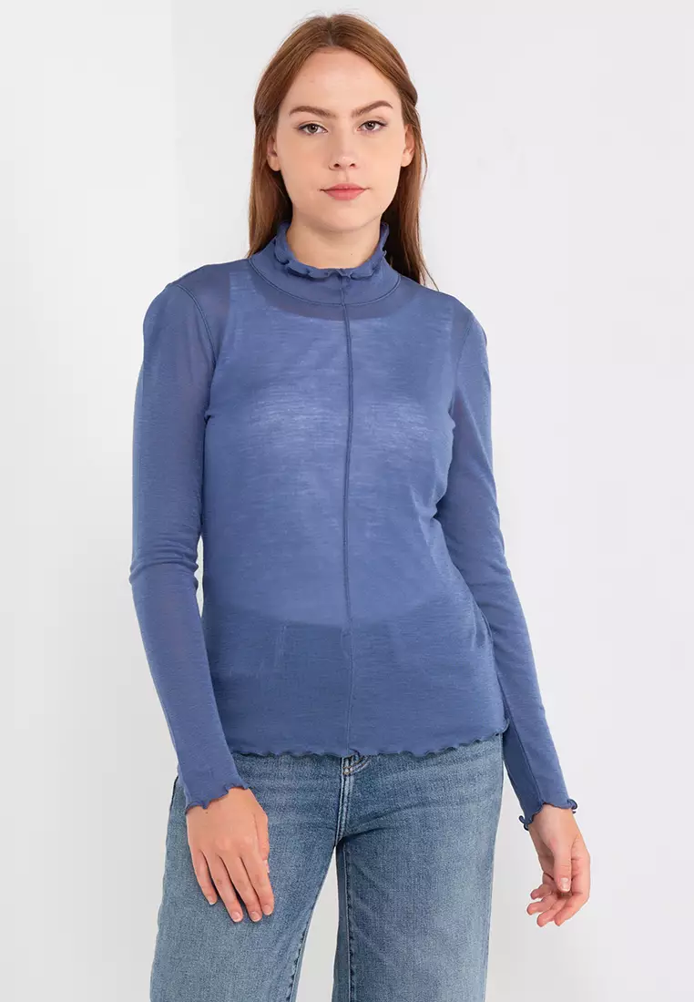 Frill turtle neck store top
