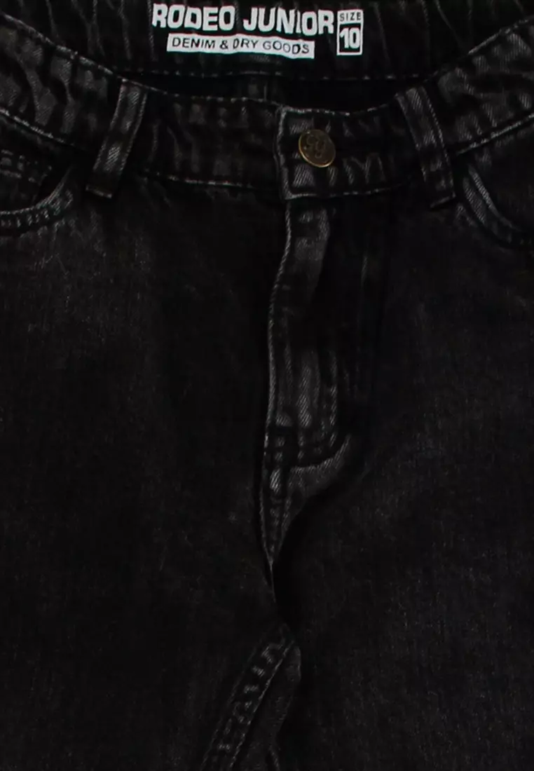 Jeans/ Celana Panjang Anak Laki/ Rodeo Junior Black Denim Embro Detail