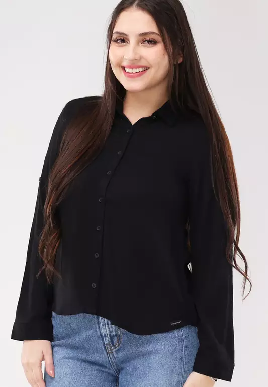 Single Twill Woven Long Sleeves Blouse