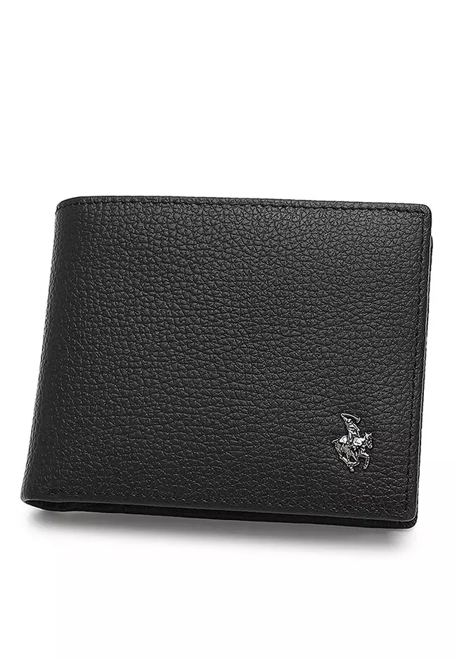 Genuine Leather RFID Short Wallet - Black