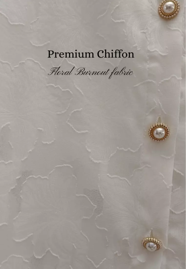 White high neck Top Premium Chiffon Top