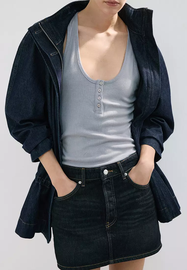 Low-Rise Denim Mini Skirt