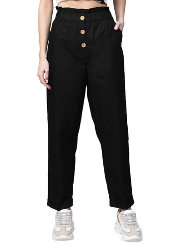 RedCheri black Black Front Button Tapered Pants 64C69AA03F1A89GS_1