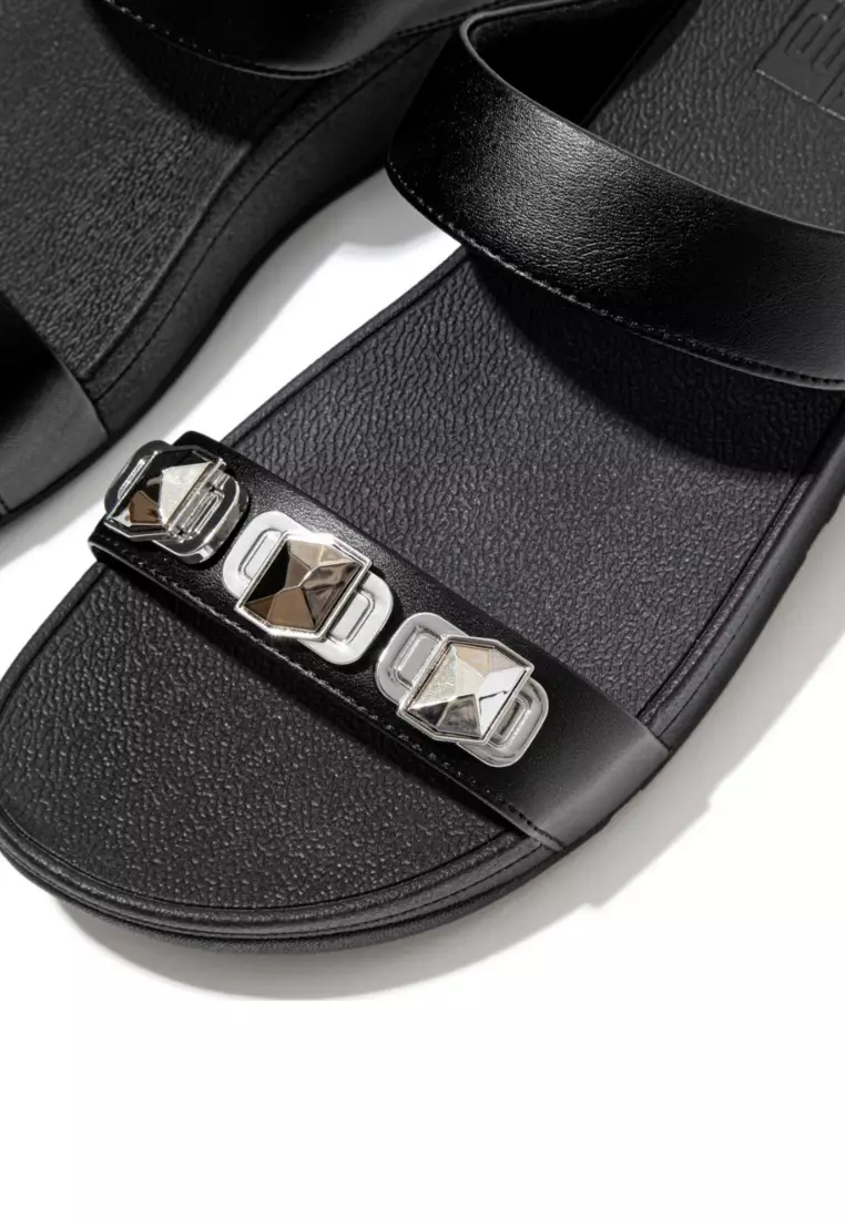 FitFlop FINO Women's Crystal-Lock Slides - All Black (DA7-090)