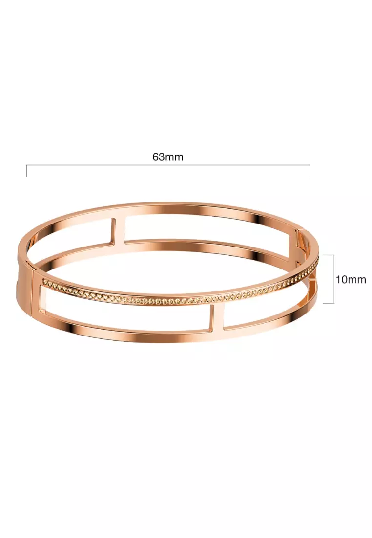 Lucky Dimension Cuff Stainless Steel Bangle in Rose Gold