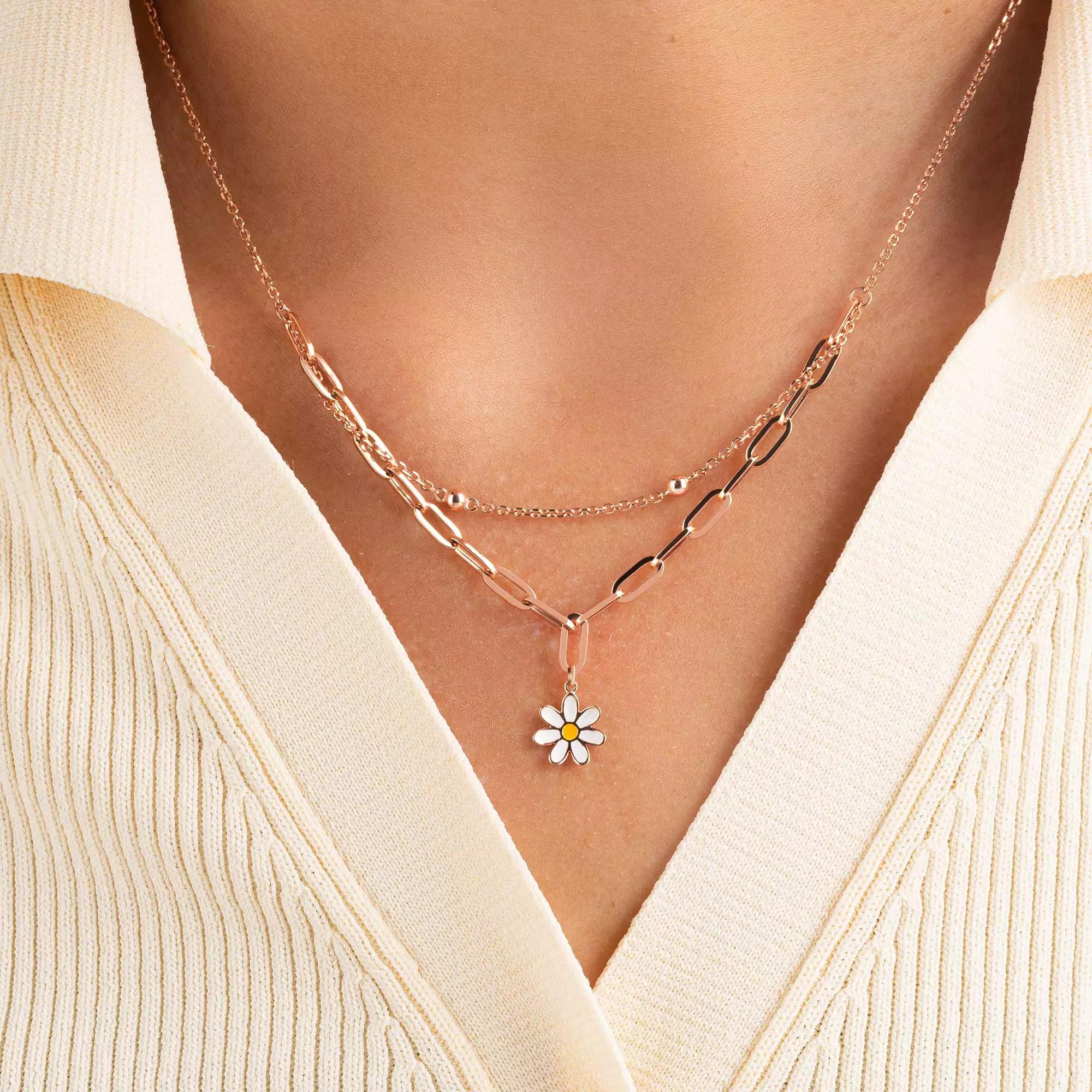 Kalung Serut Emas 7k - Flo Daisy Gold Necklace - Alaina Collection - Juene Jewelry