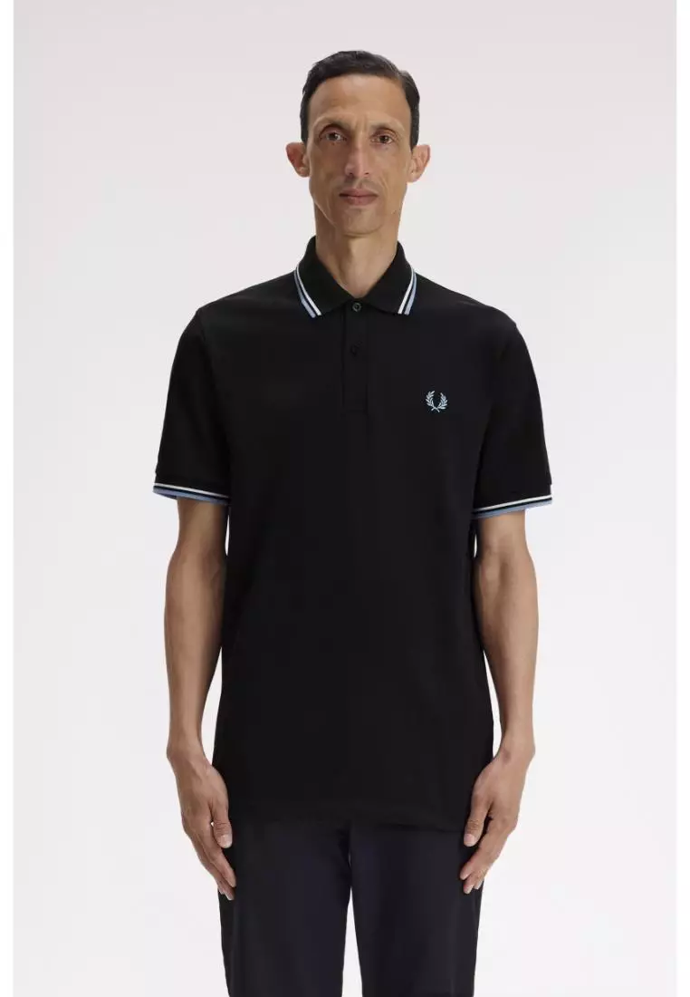 Fred Perry M12 Twin Tipped Fred Perry Shirt (Black / White / Sky)