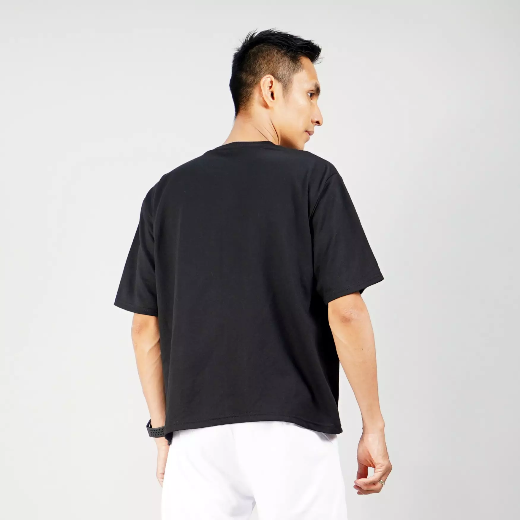 GEORGE Baju Pria Kaos Pria Polos Lengan Pendek T-Shirt Pria - HITAM