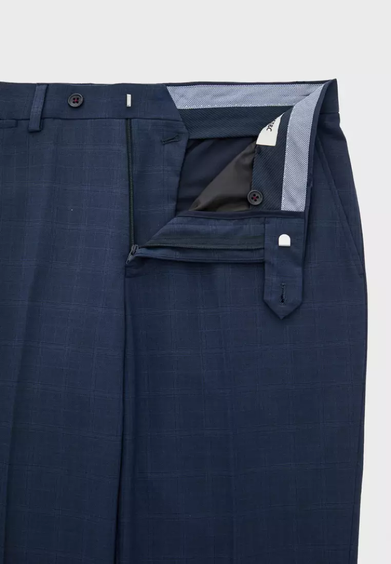 Midnight Blue Check Slim Trousers