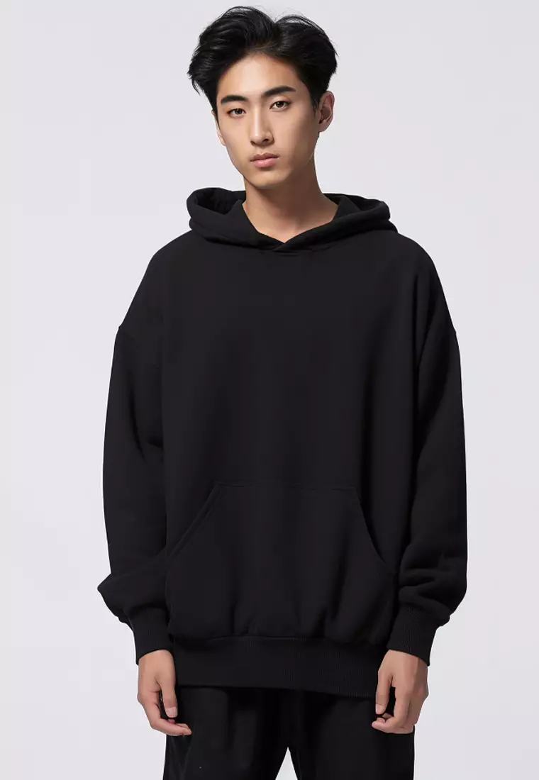 MOB19 Hoodie Pria Premium ScubaLux Adem "hustle muscle" hitam