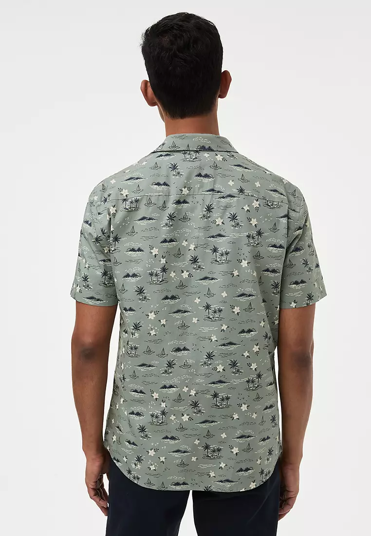 Easy Iron Pure Cotton Geometric Print Shirt