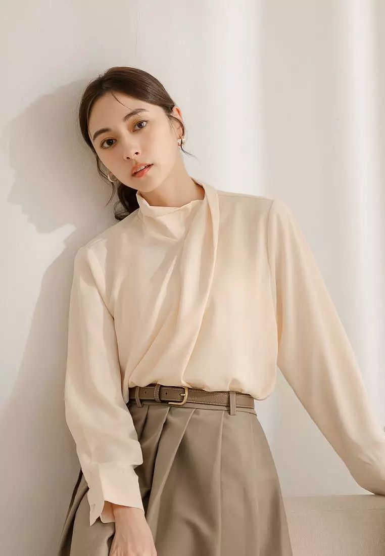 Statement High Neck Long Sleeve Shirt [AB19711]