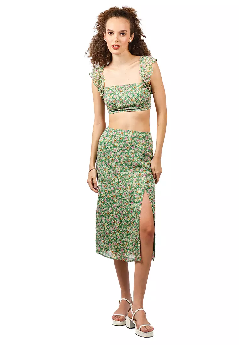 Floral midi skirt set deals