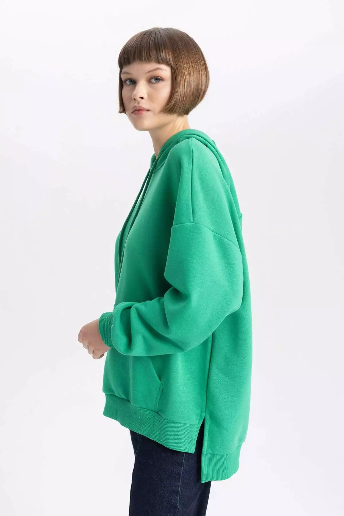 Oversize Wide Fit Polo Neck Sweatshirt B7834Axns