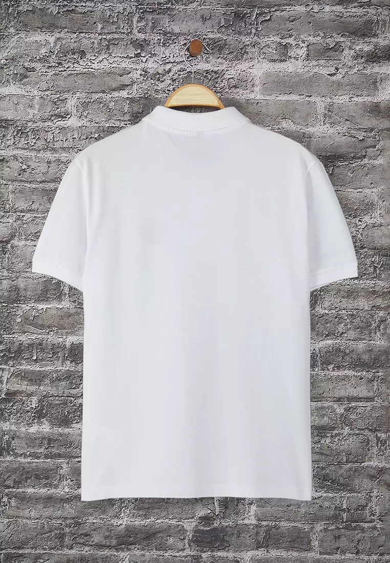 White Regular Cut Embroidery Detail Polo Neck T-shirt TMNSS25PO00017