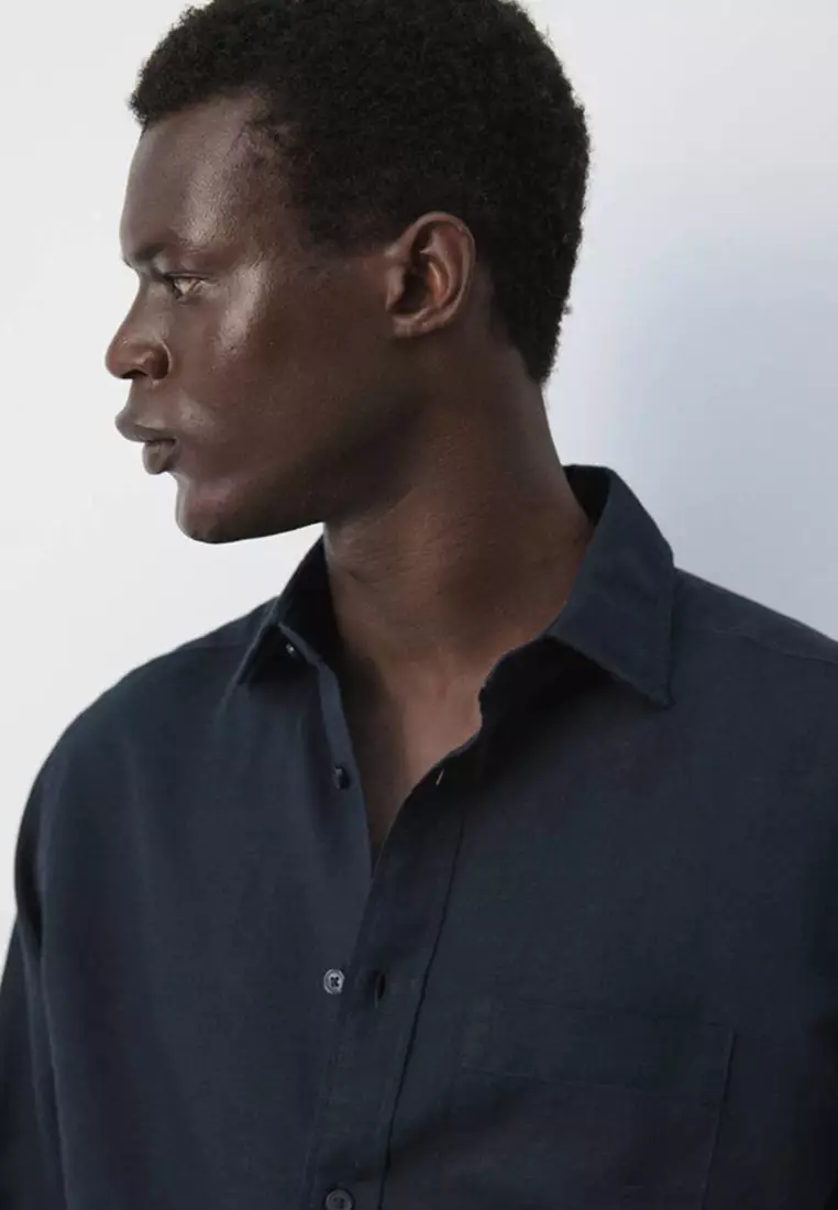 Linen-Cotton Shirt With Pocket