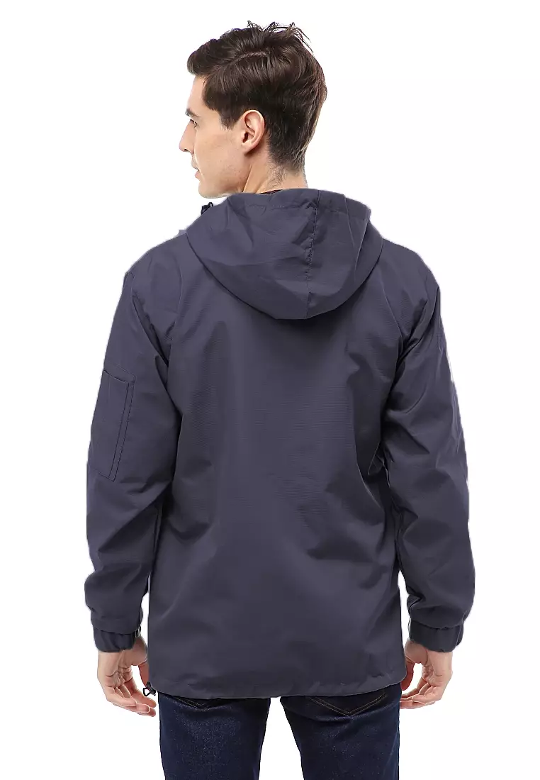 Clover Outerwear Jacket Hoodie Pria Waterproof Anti Air Material Taslan ORIGINAL - Gray