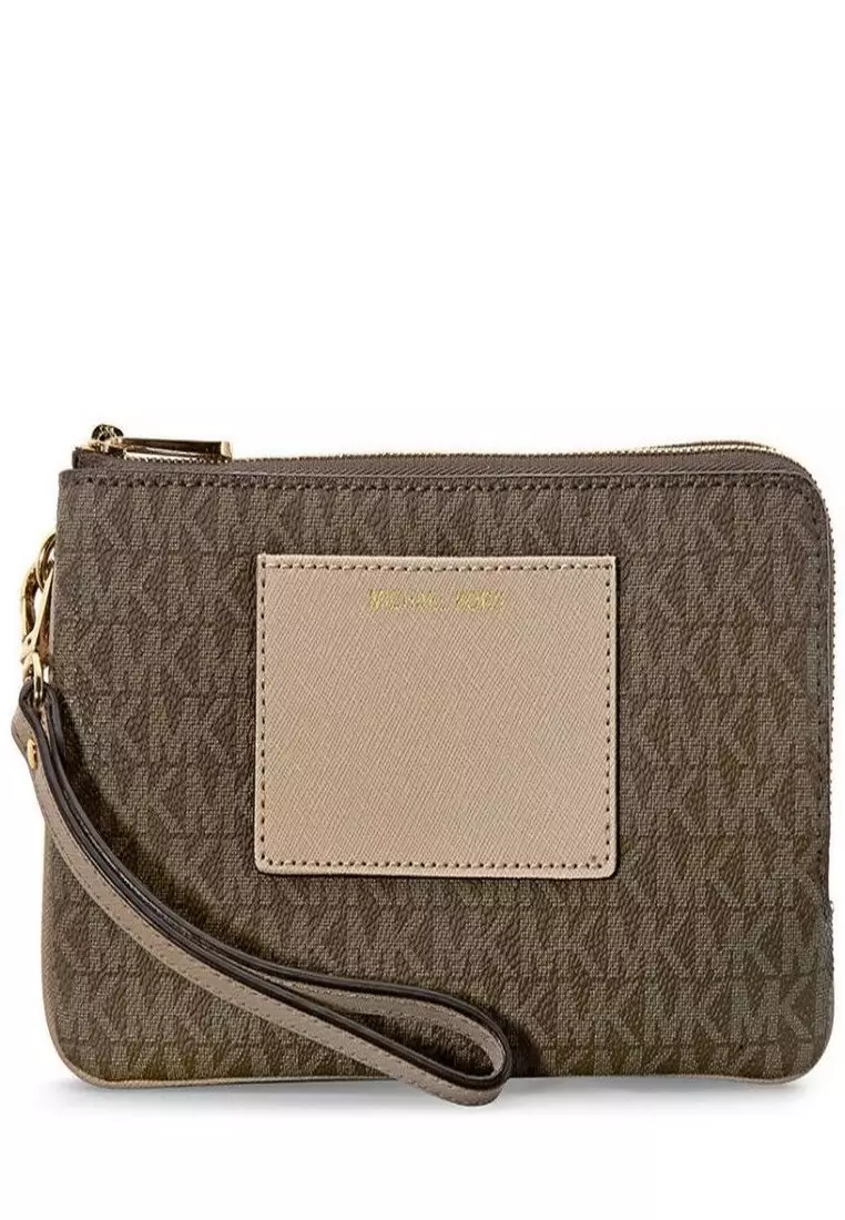Michael Kors Michael Kors Large Bedford Logo Wristlet Mocha