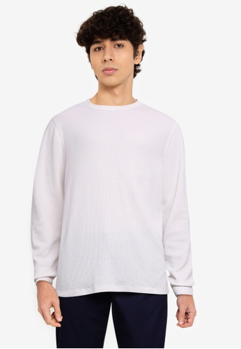 GAP grey V-Waffle Crew Solid Tee 53BF3AA957D6B3GS_1