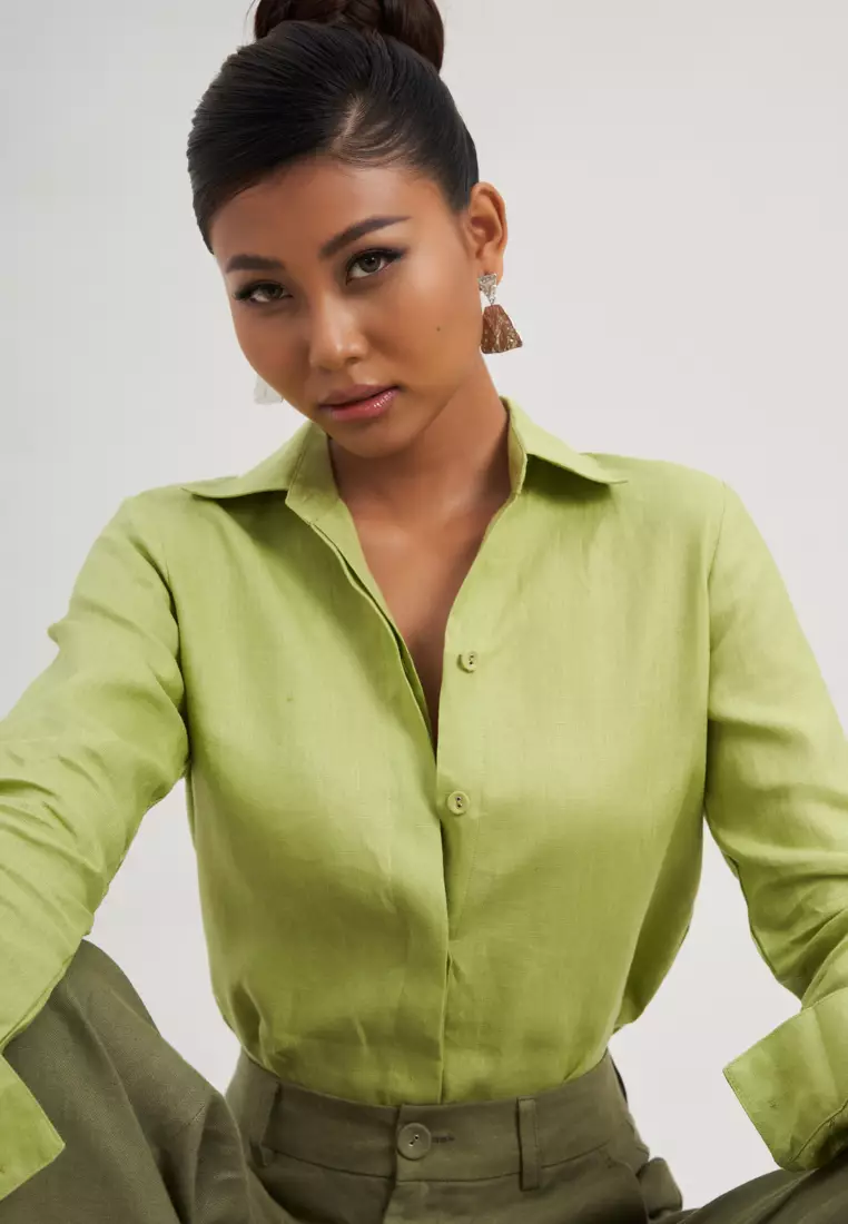 GREEN LINEN TROUSERS