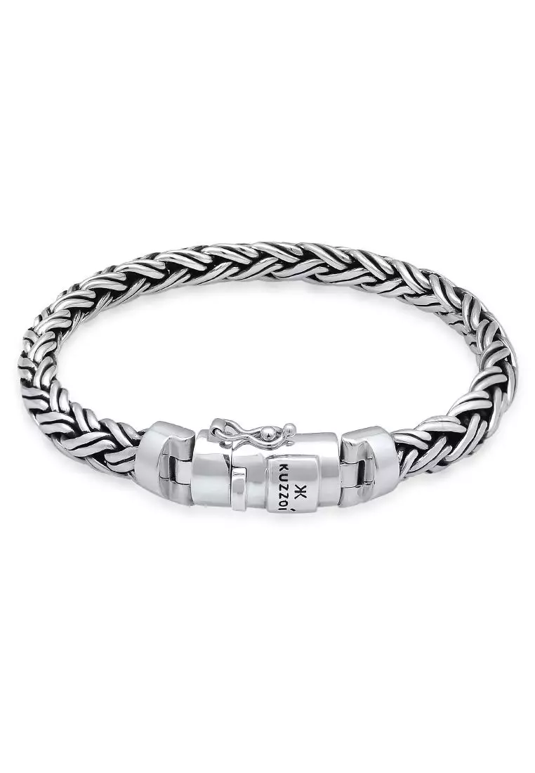 Buy Kuzzoi Bracelet Curb Cuban Malaysia ZALORA Braided Online Silver Sterling 925 Chain 