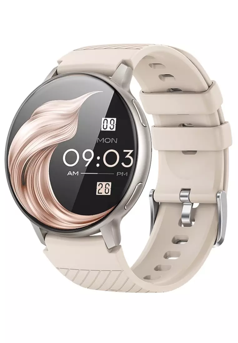 Unisex Round Smart Watch - 1.39 inch Large HD Screen - With 2 Rubber Straps - Silver Color