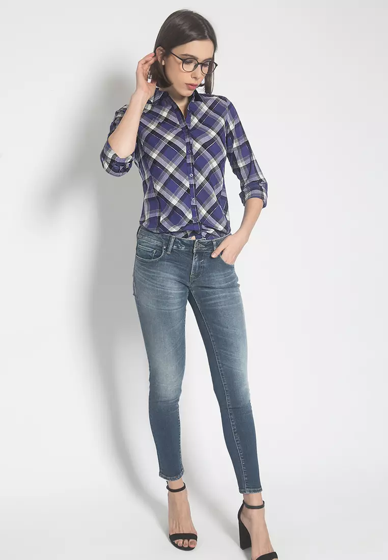 LGS - Kemeja Wanita - Kotak - Ungu - Slim Fit LSH.380.Z1448L.639.C