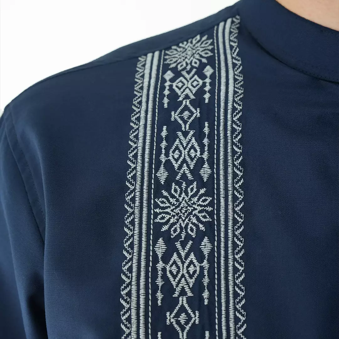 Casella Baju Koko Pria Lengan Panjang Premium | Baju Koko Batik Riyadh 9985 Navy