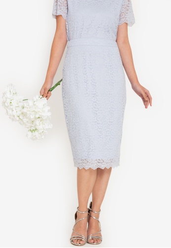 ZALORA OCCASION blue Bridesmaid Co-Ord Lace Skirt E574FAAC4A7E68GS_1