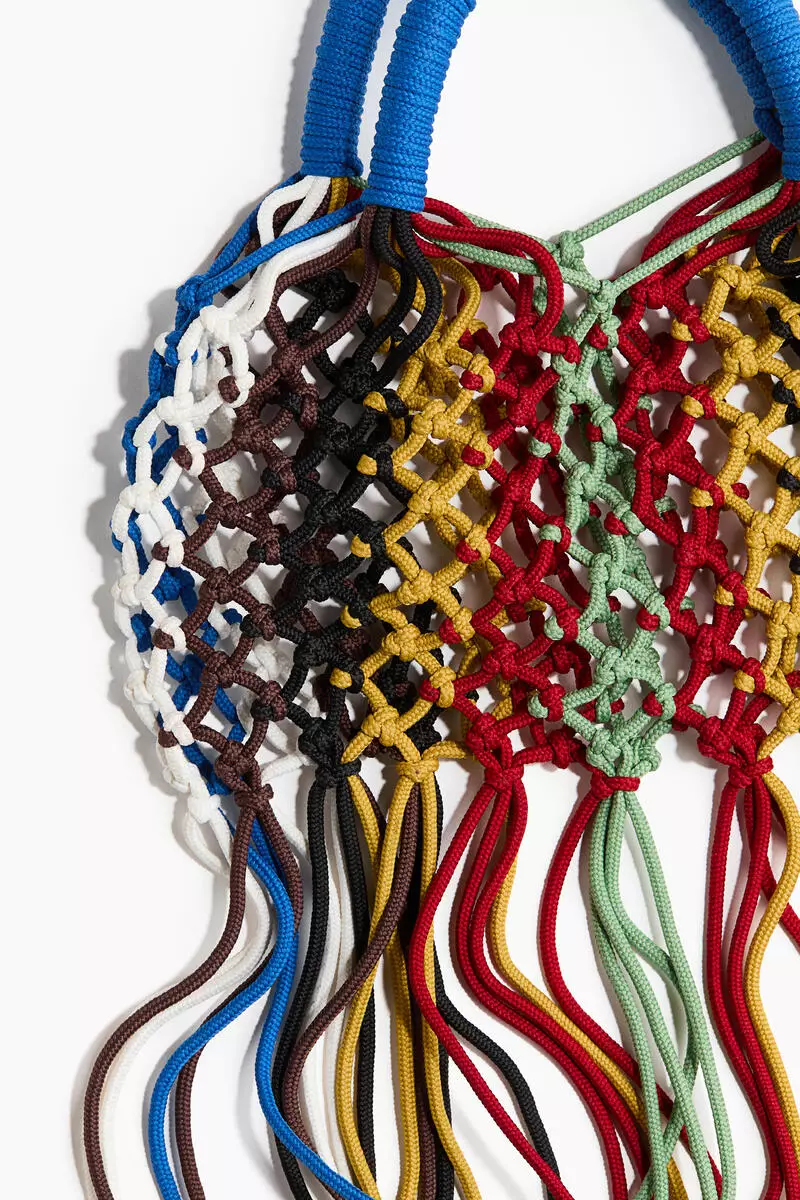 Fringed net handbag