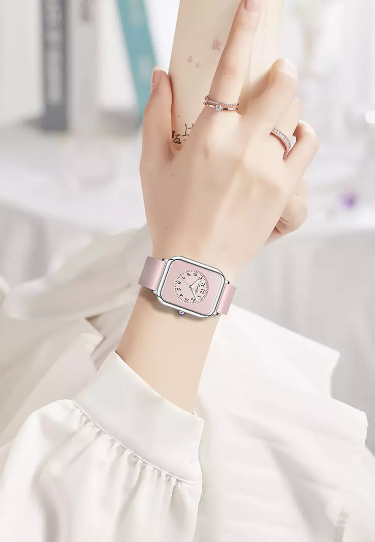 Jam Tangan Wanita Original Anggun Santai Wanita Tali Silikon Jam Tangan Cewek 9416-1 pink