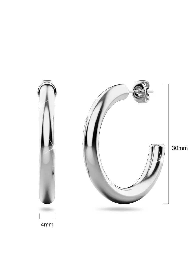 Erica White Gold Hoop Earrings 30mm