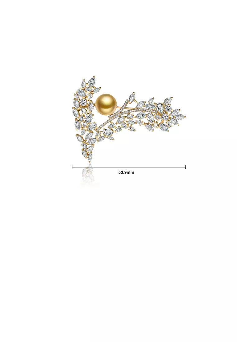 Gold pearl brooch online