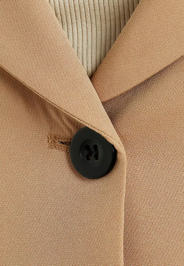 Two-Tone Lapel Blazer in Khaki