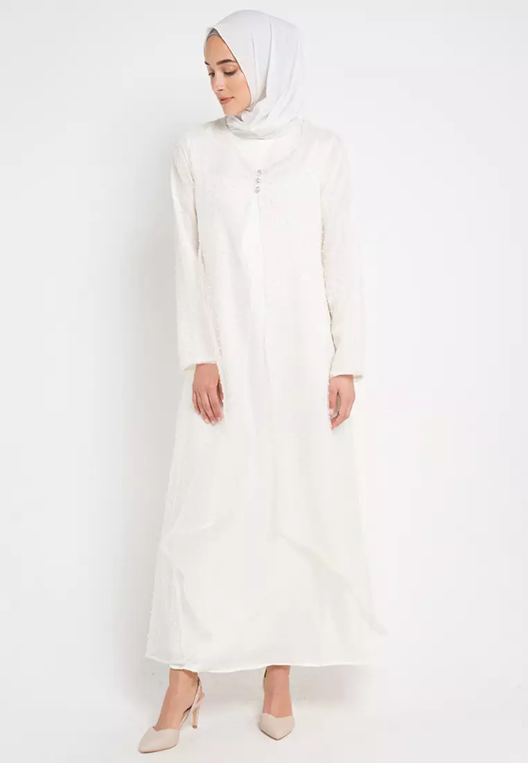 Mitzi Two Layer Dress In Cream Fancy Net