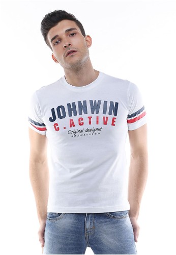 Johnwin - Slim Fit - Kaos Casual Active - Johnwin Original - Putih