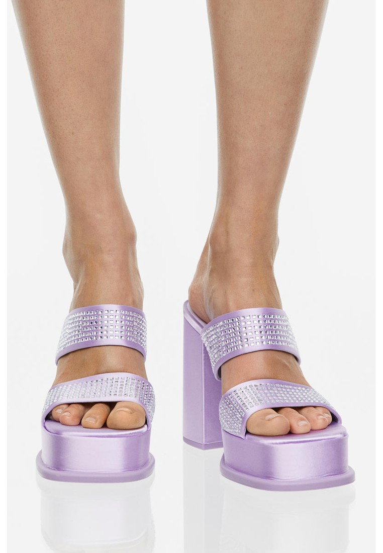 Rhinestone-embellished platform mules