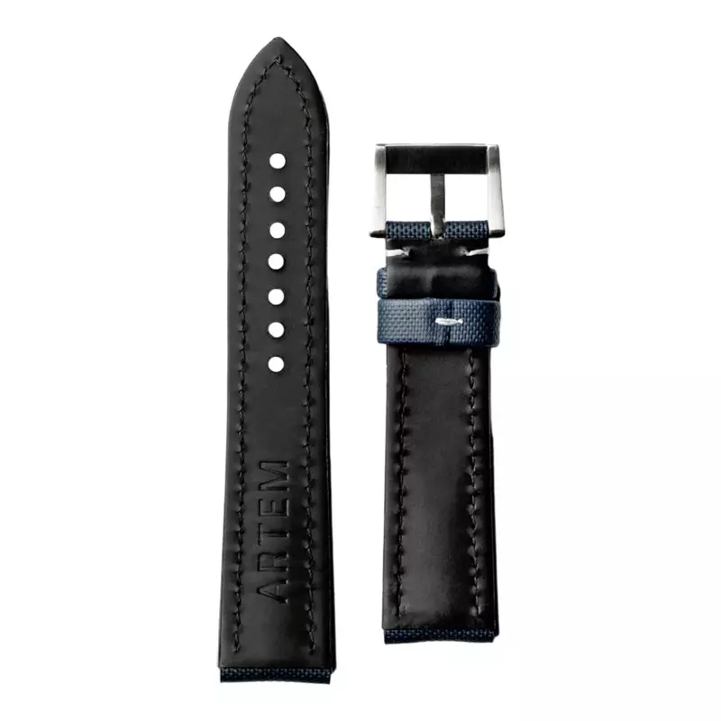 Tali / Artem Strap 22mm Classic Navy Blue Sailcloth With White Stiching Quick Release Spring Bar