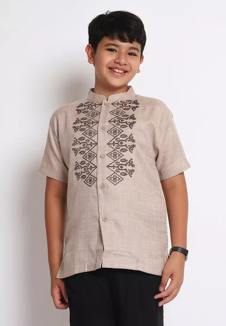 Baju Koko Set Anak Laki Salute Light Brown - MODERN