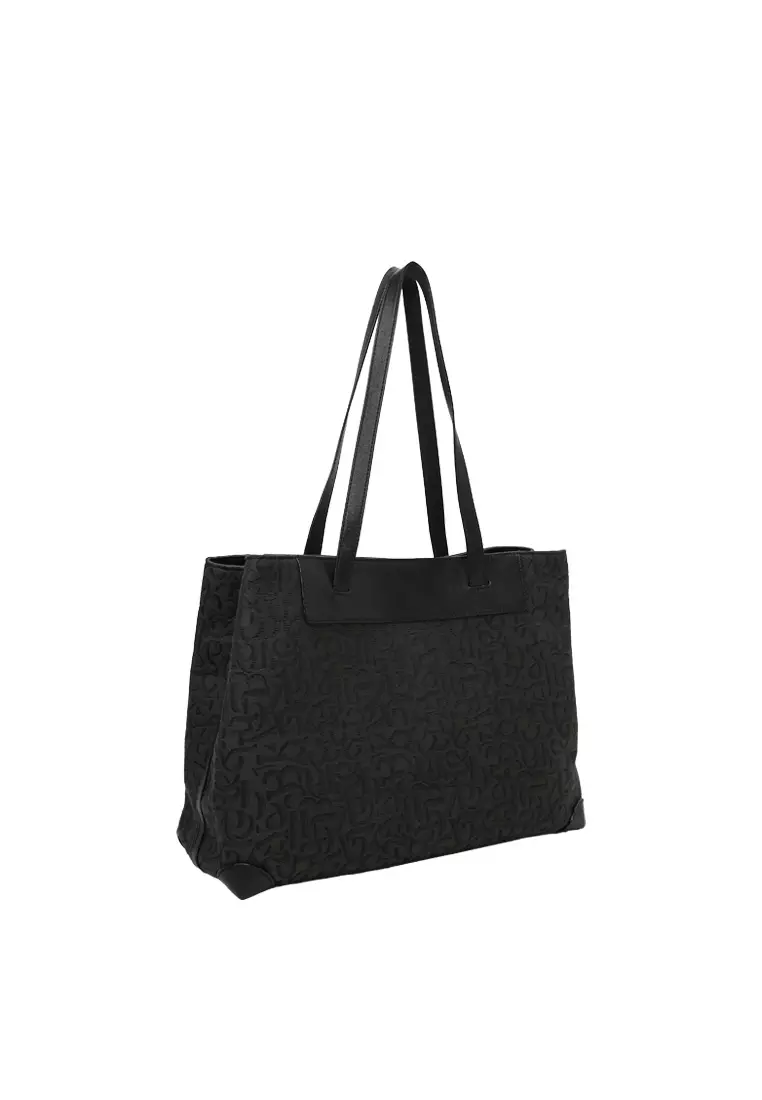 Soft-Structured Trapezoidal Canvas Tote Bag - Black