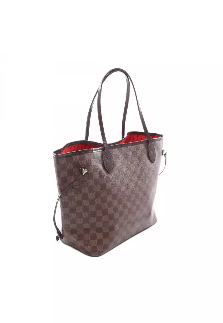 Pre-Loved Louis Vuitton Neverfull MM Damier  ebene Shoulder bag tote bag PVC leather Brown
