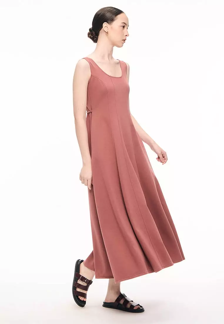 Women's Knit Square Neck Panel Maxi Dress