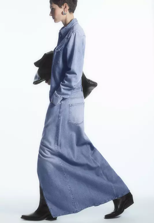 Denim Maxi Shirt Dress