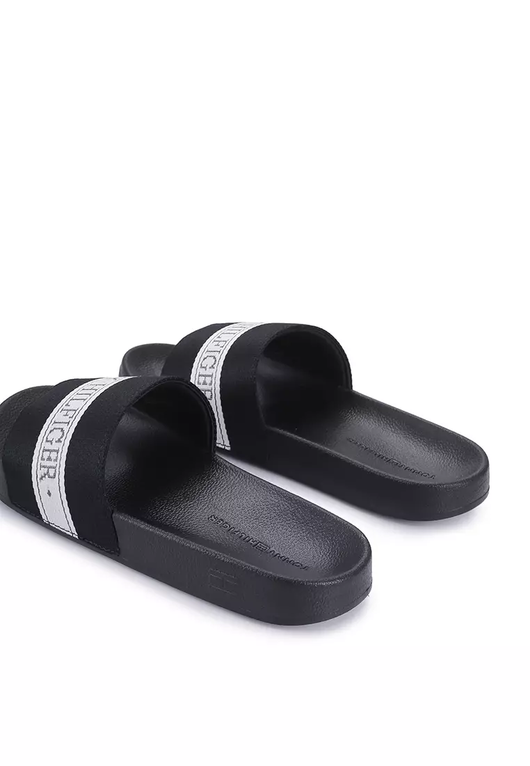 tommy hilfiger black sliders