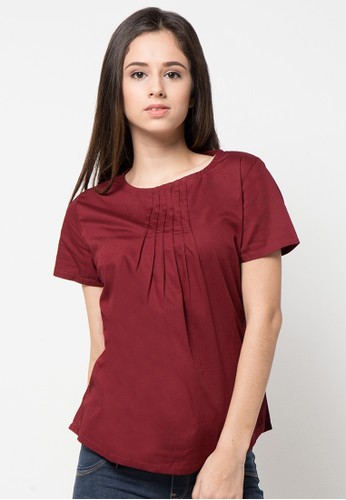 OLINE Blouse Maroon with Front Pleats