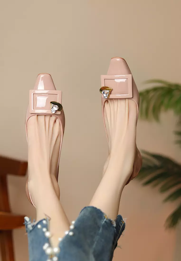 Square Rhinestone Flat Shoes XJ7318-20