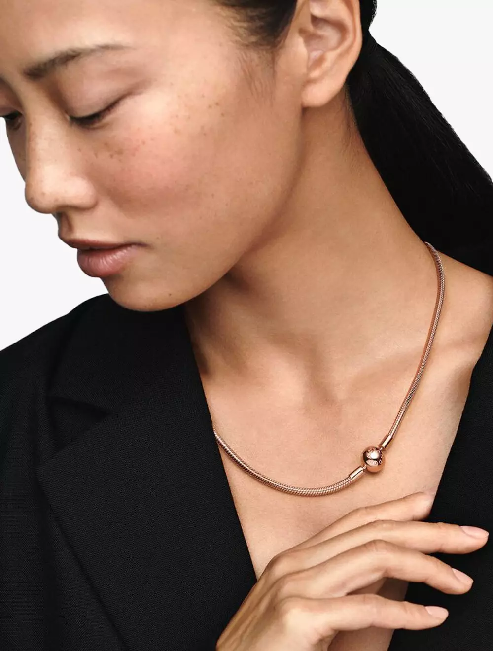 Snake chain 14k rose gold-plated necklace