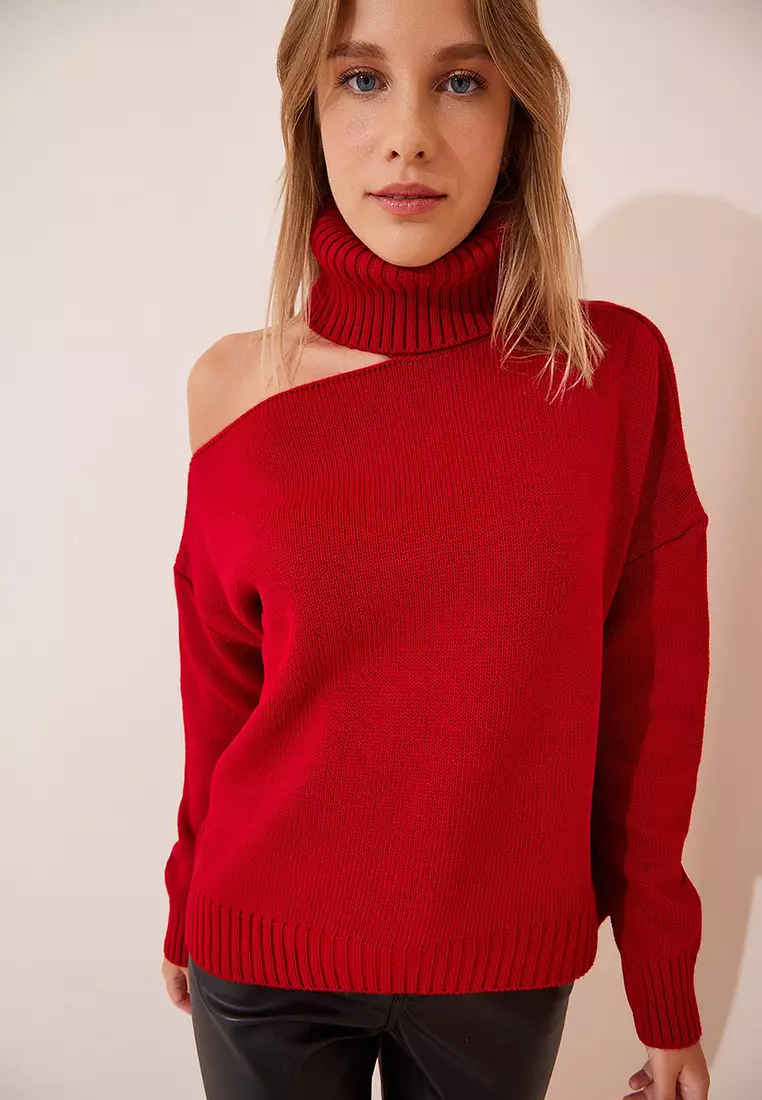 Red sales knit sweater