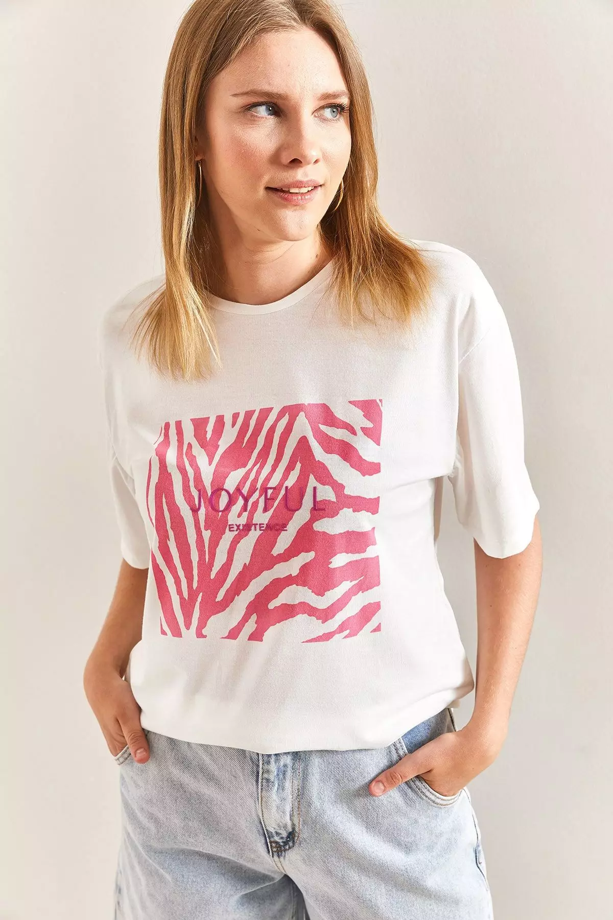 Women's Patterned Combed Cotton Tshirt